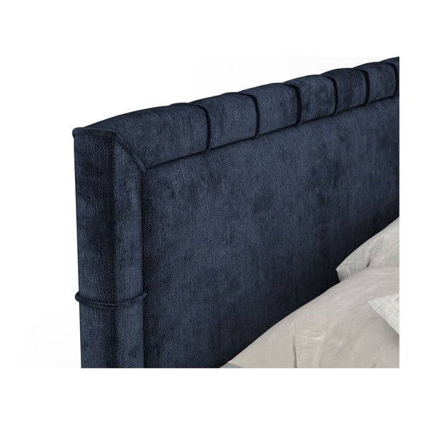 Sötétkék ágyneműtartós boxspring ágy 180x200 cm Voyage – Maison de Rêve-image-3