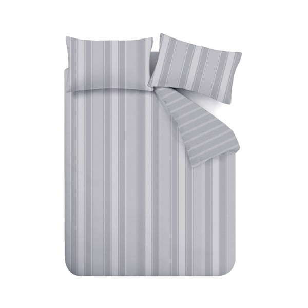 Szürke kétszemélyes flanel ágyneműhuzat 200x200 cm Ticking Stripe – Bianca-image-2