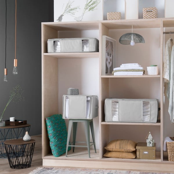 Vákuumos-megerősített textil ruhatároló doboz 56x42x33 cm Granit – Compactor-image-1