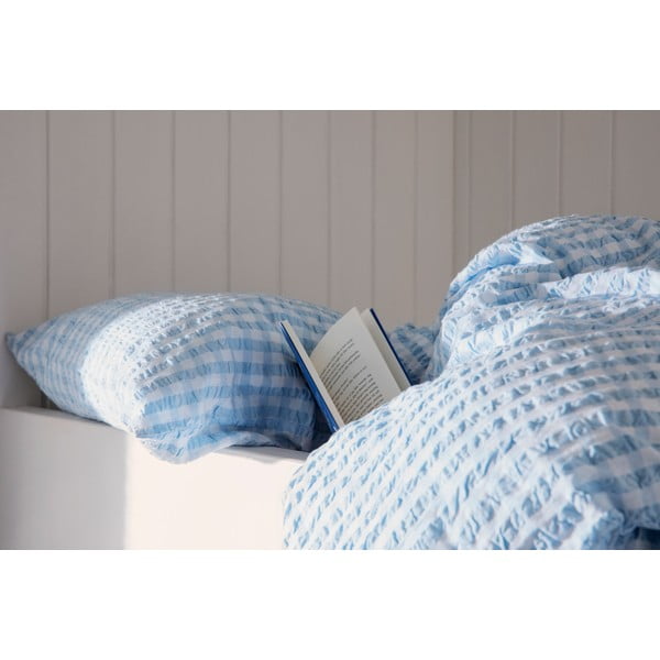 Fehér-világoskék egyszemélyes krepp ágyneműhuzat 140x200 cm Bæk&Bølge – JUNA-image-3