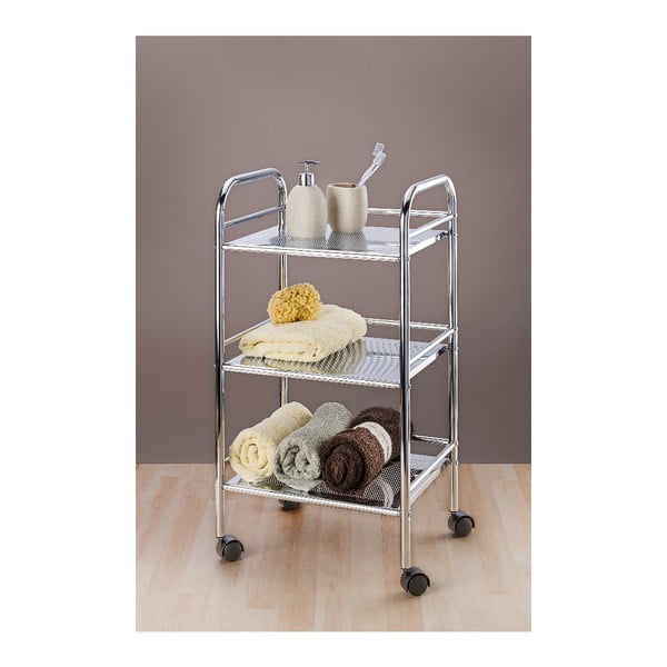 Ezüstszínű fém gurulós polcos állvány 41x75 cm – Wenko-image-1