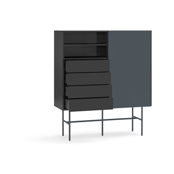 Fekete-antracitszürke magas komód tolóajtóval 120x140 cm Nube – Teulat-image-3