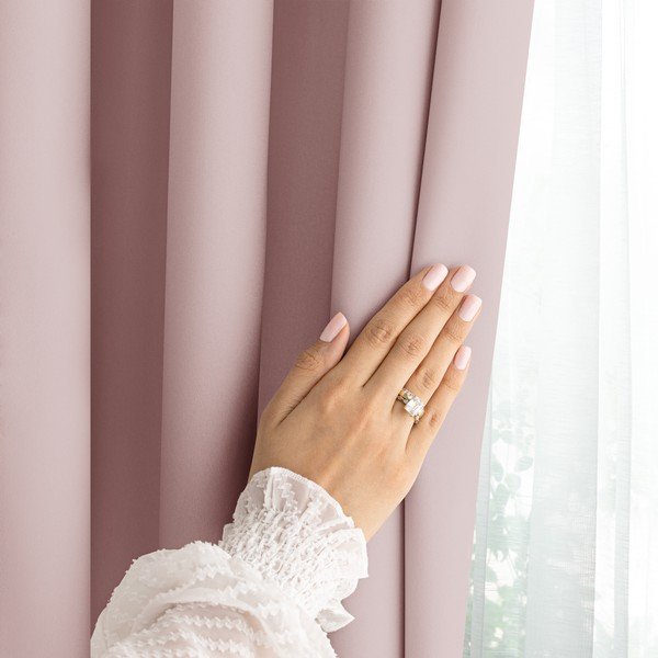 Törtrózsaszín dimout (részleges sötétítő) függöny 140x250 cm Carli Tie – Restilo-image-3