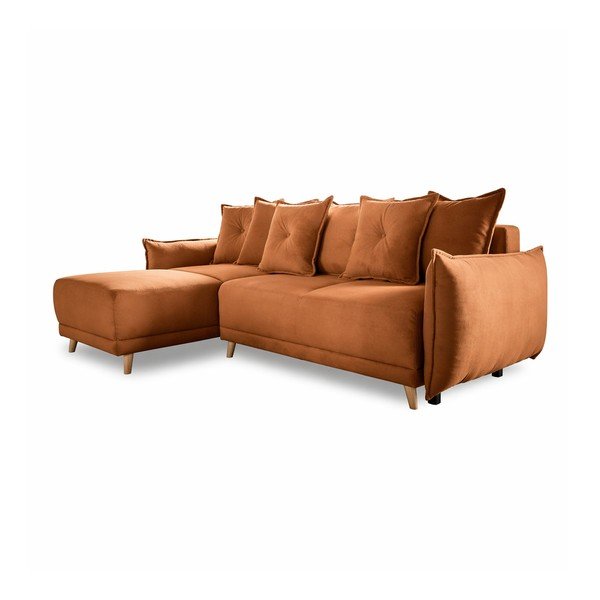 Téglavörös kordbársony kinyitható sarokkanapé (variálható) Lazy Lukka – Miuform