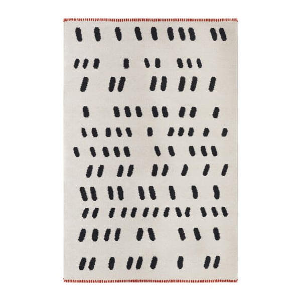 Dashed kézzel szőtt krém színű gyapjú szőnyeg fekete elemekkel, 120 x 170 cm - Art for Kids