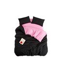 Fekete-rózsaszín háromrészes egyszemélyes hosszabbított ágyneműhuzat lepedővel 160x220 cm Classic – Mila Home