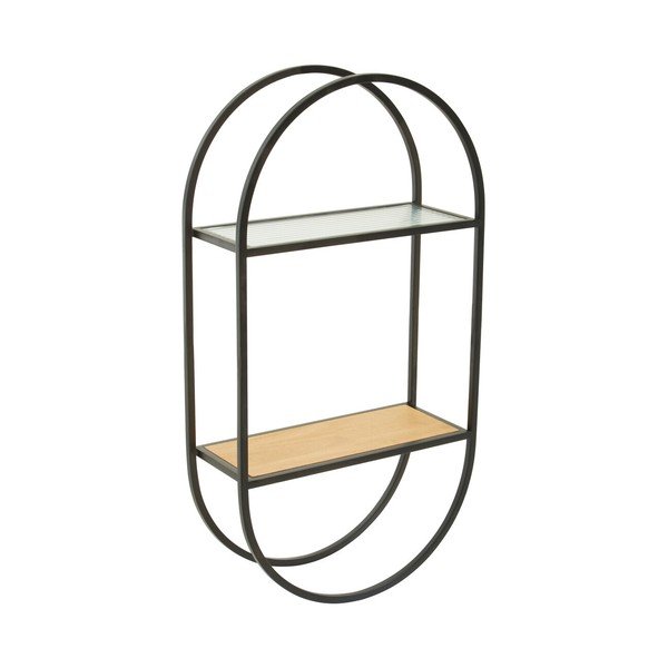 Fekete-natúr színű többszintes fém fali polc 35 cm Mataram – Premier Housewares