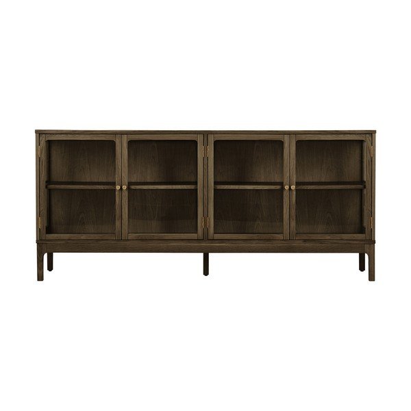 Sötétbarna tálalószekrény tölgyfa dekorral 180x80x40 cm Zamora – House Nordic-image-2