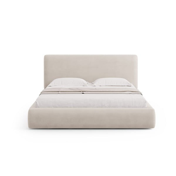 Bézs kárpitozott ágyneműtartós franciaágy ágyráccsal 180x200 cm Colonel – Cosmopolitan Design-image-3