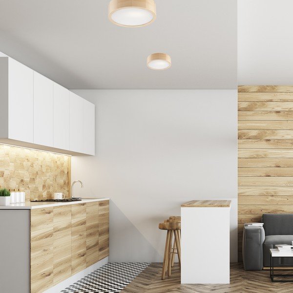 Világosbarna mennyezeti lámpa üveg búrával ø 27 cm Eveline – LAMKUR-image-1