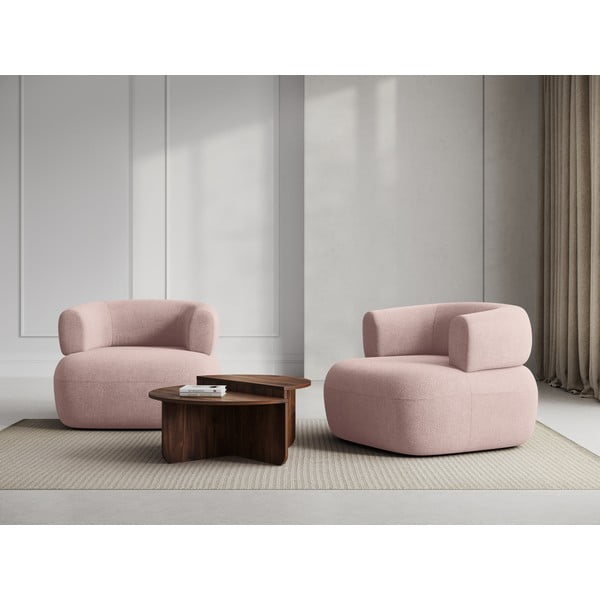 Világos rózsaszín buklé fotel Jenny – Micadoni Home-image-1