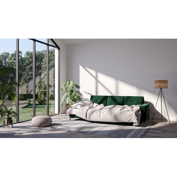 Moor sötétzöld bársony sarokkanapé, bal oldali - Ghado-image-1