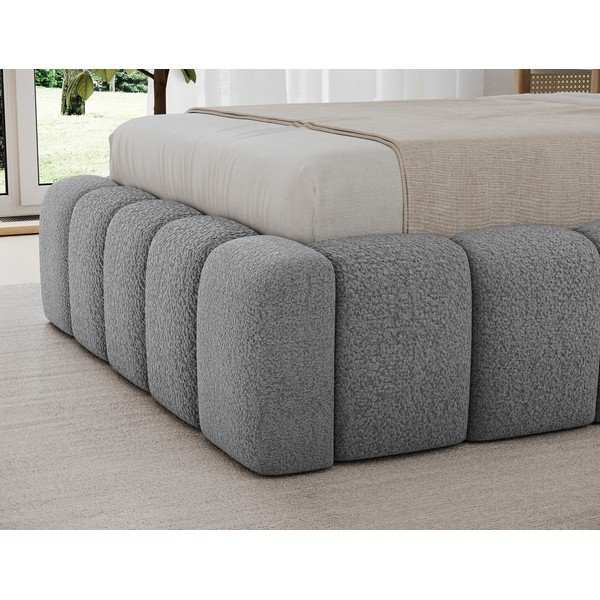 Szürke kárpitozott ágyneműtartós egyszemélyes ágy ágyráccsal 90x200 cm Lamica – ELTAP-image-4