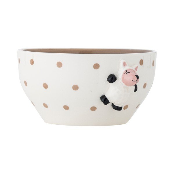 Fehér-barna kőedény gyerek tálka ø 14 cm Dolly – Bloomingville Mini-image-2