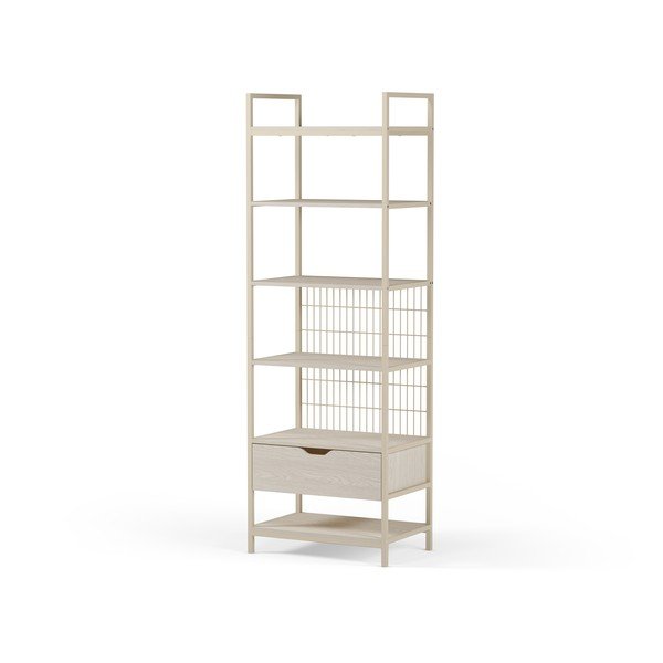 Krémszínű acél könyvespolc 60x179,5x40 cm Amara – Marckeric