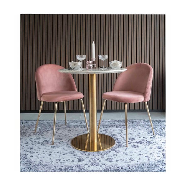 Kerek étkezőasztal márvány dekoros asztallappal ø 70 cm Bolzano – House Nordic-image-2