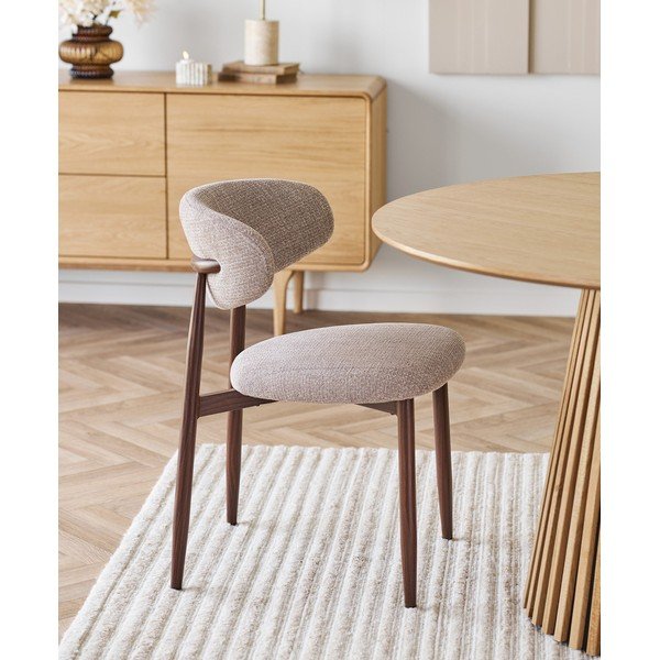 Bézs-sötétbarna kárpitozott étkezőszék Levanto – House Nordic-image-1