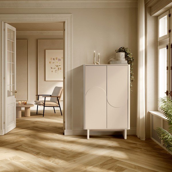 Krémszínű szekrény 80x130x40 cm Solei – MOME-image-1