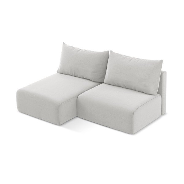 Világosszürke bársony kinyitható-tárolóhelyes sarokkanapé (bal oldali-heverő résszel) Kalena – Makamii-image-3