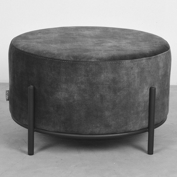 Antracitszürke bársony puff Troy – LABEL51-image-1
