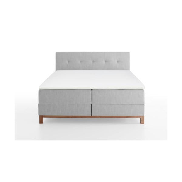 Világosszürke boxspring ágy tárolóhellyel 160x200 cm Catania - Meise Möbel-image-4