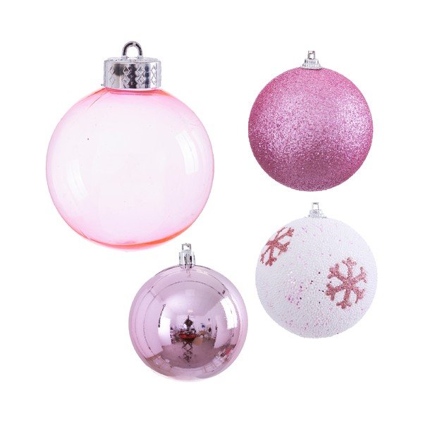 Foam 16 db-os rózsaszín karácsonyfadísz szett, ø 6 cm - Unimasa-image-1