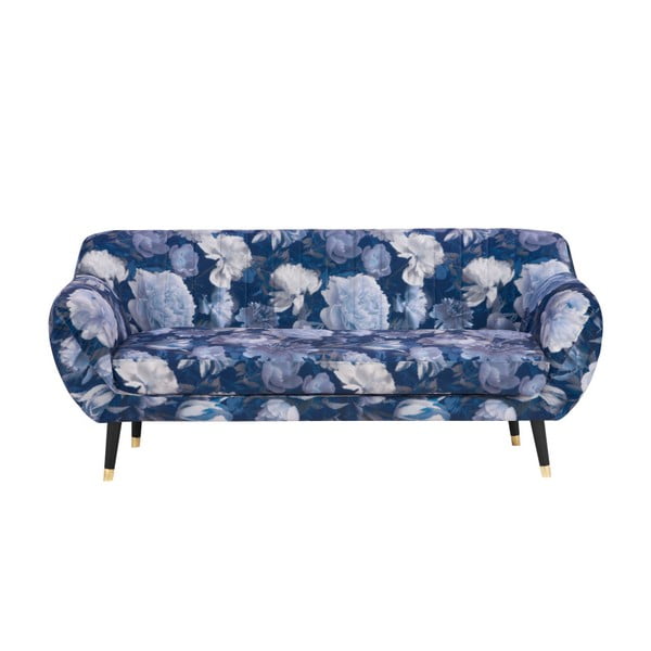 Benito Floral kék háromszemélyes kanapé - Mazzini Sofas
