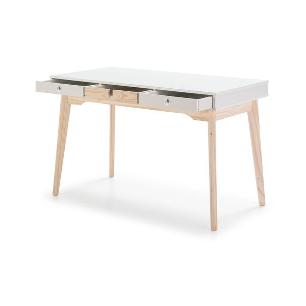 Kiara fehér íróasztal borovi fenyő lábakkal - Marckeric-image-3