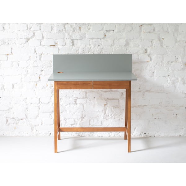 Luka szürke íróasztal kőrisfa lábakkal, hossz 110 cm - Ragaba-image-1