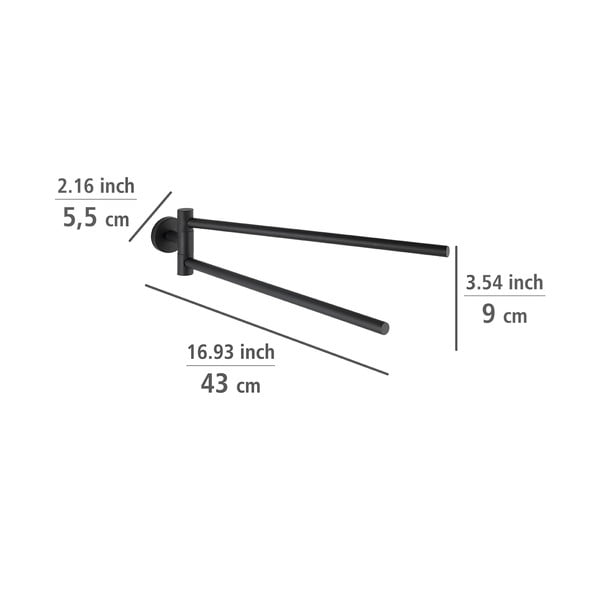 Matt fekete öntapadós rozsdamentes acél törölközőtartó Bosio – Wenko-image-1