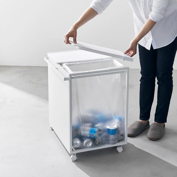 Fehér fém szelektív szemetes Tower – YAMAZAKI-image-3