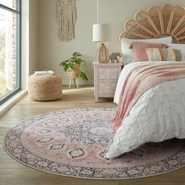 Rózsaszín mosható kerek szőnyeg ø 180 cm Somerton - Flair Rugs-image-1
