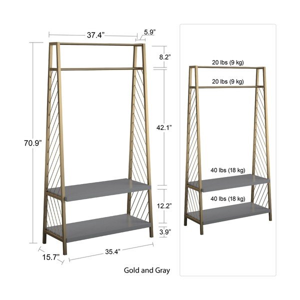 Brielle szürke-aranyszínű előszoba bútor - CosmoLiving by Cosmopolitan-image-4