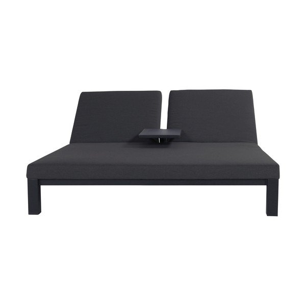 Fekete kétszemélyes párnázott kerti napozóágy Eva – Hartman-image-1