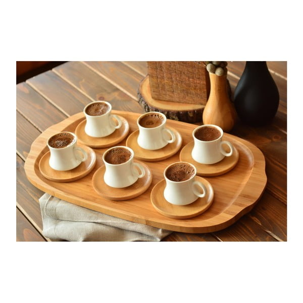 Largi 6 db-os porcelán csésze és bambusz csészealj készlet - Bambum-image-2