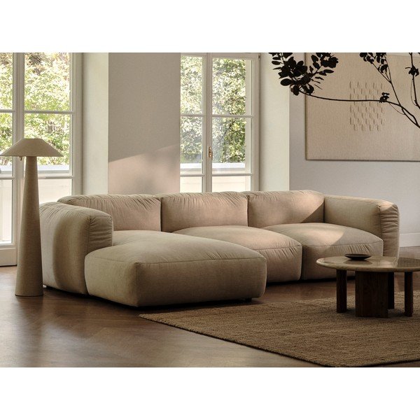 Bézs bársony kanapé modul (középső rész) Martina – Micadoni -image-1