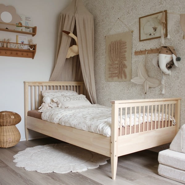 Krémszínű mosható kézi szövésű pamut gyerek szőnyeg ø110 cm Gabrielle – Nattiot-image-2