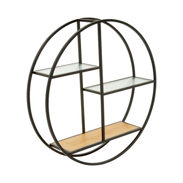 Fekete-natúr színű többszintes fém fali polc 61 cm Mataram – Premier Housewares
