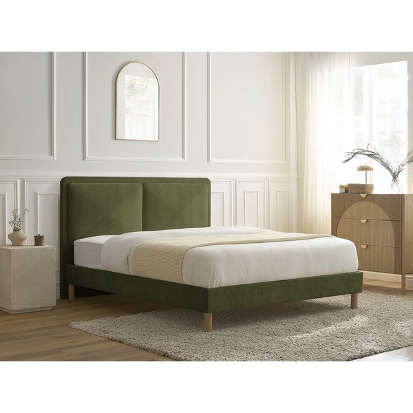 Zöld kárpitozott kárpitozott franciaágy ágyráccsal 180x200 cm Mara – Bobochic Paris-image-3