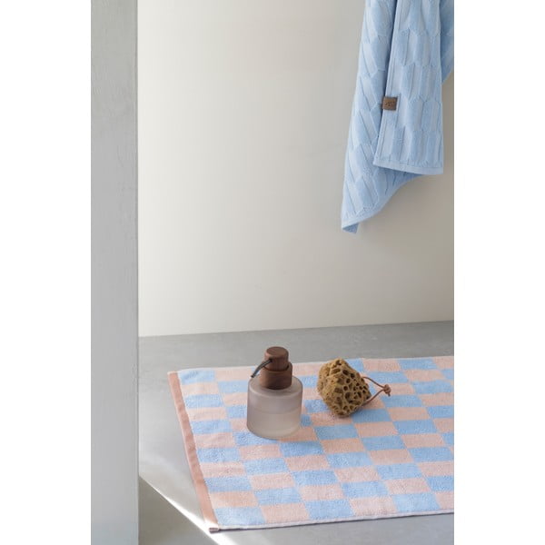 Kék-rózsaszín bio pamut fürdőszobai kilépő 50x80 cm Retro – Mette Ditmer Denmark-image-1