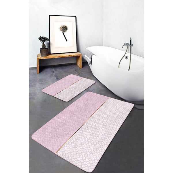 Rózsaszín fürdőszobai kilépő szett 2 db-os 60x100 cm – Mila Home-image-2