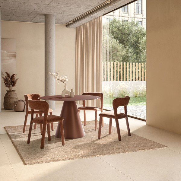 Terrakotta színű kárpitozott étkezőfotel Lilia – MOME-image-2