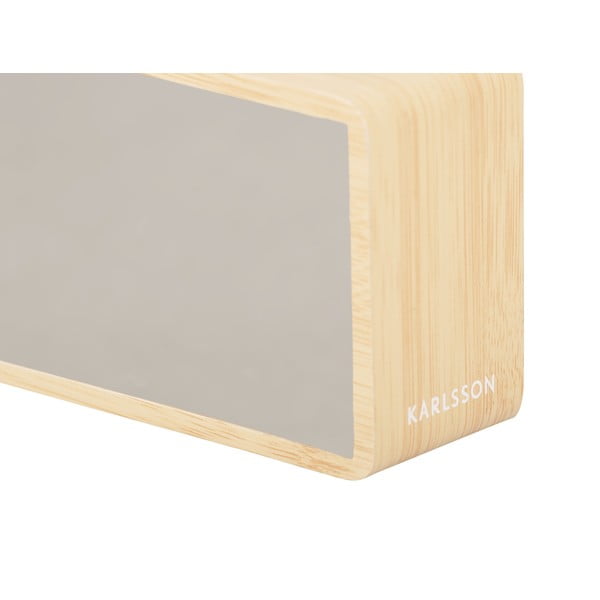 Mirror ezüstszínű LED ébresztőóra világos fa dekorral - Karlsson-image-3