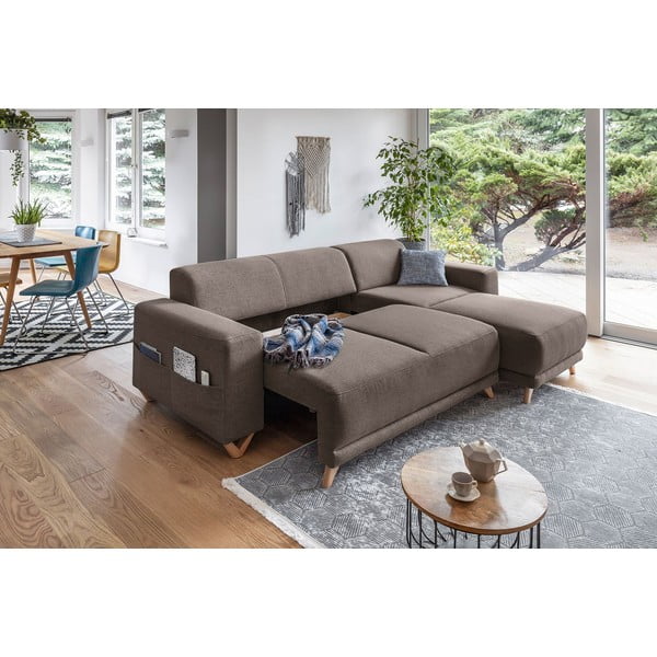 Barna kinyitható-tárolóhelyes sarokkanapé Classy Sophie – Miuform-image-4