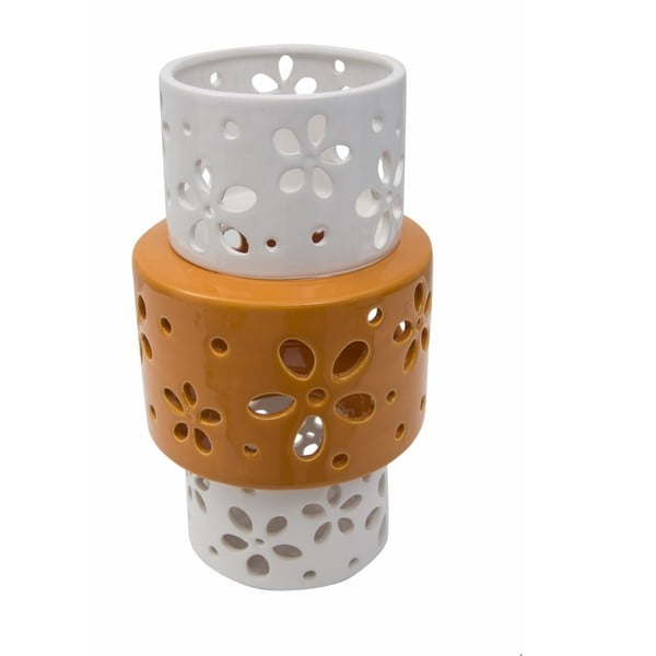 Ring narancssárga-fehér porcelán váza - Mauro Ferretti