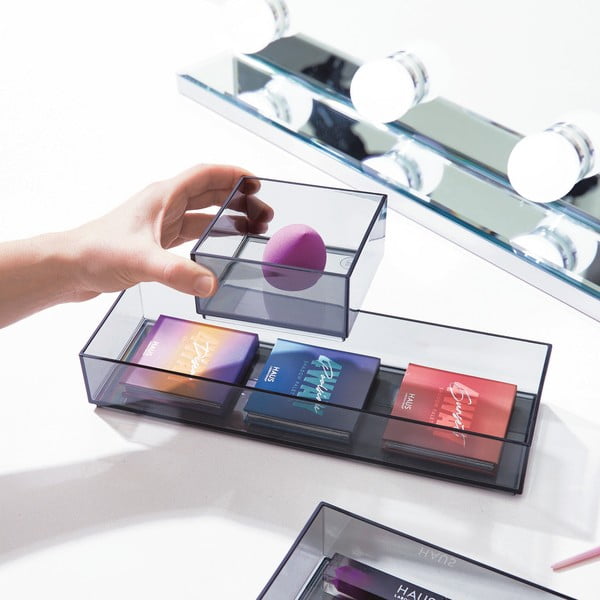 Matt fekete újrahasznosított műanyag fürdőszobai rendszerező kozmetikumokhoz – iDesign-image-2