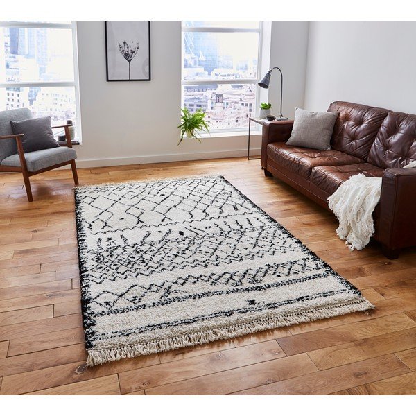 Boho fehér-fekete szőnyeg, 160 x 230 cm - Think Rugs-image-1