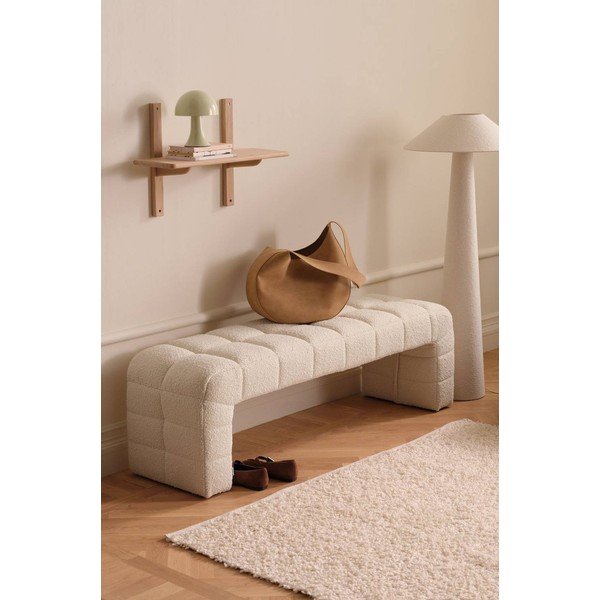 Krémszínű buklé párnázott pad Fanita – Ellos Home-image-1