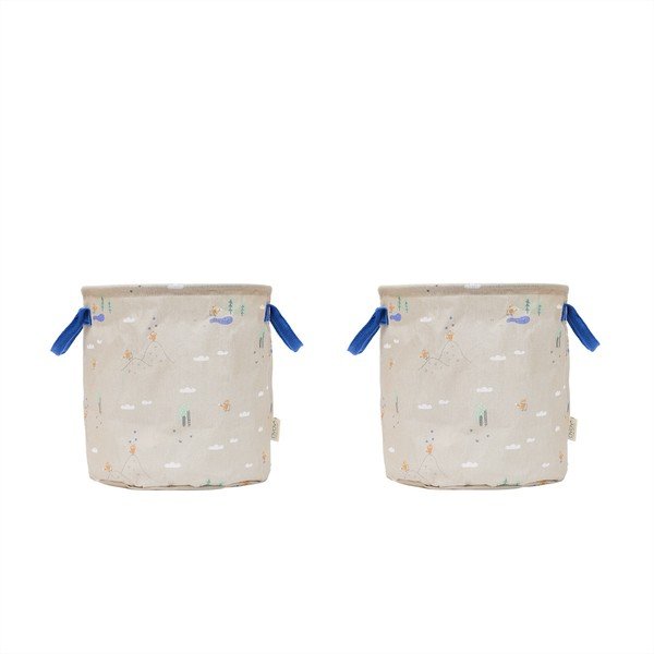 Bézs textil játéktároló kosár szett 2 db-os ø 32x32 cm Foxy – OYOY Mini