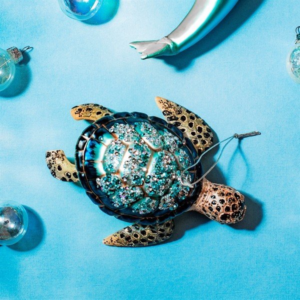 Kézzel készített karácsonyfadísz 4 cm Turtle – Sass & Belle-image-1